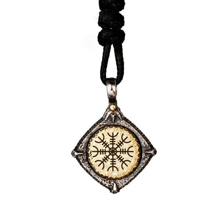 WorldNorse 925 Sterling Silver Helm Of Awe Necklace - Helm of Awe#Wax Rope - image 11