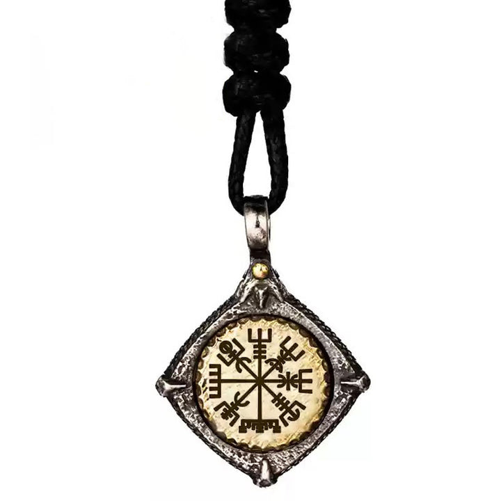 WorldNorse 925 Sterling Silver Helm Of Awe Necklace - Vegvisir#Wax Rope - image 17