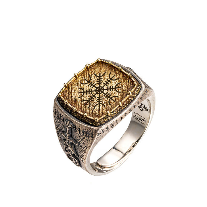 WorldNorse Handcrafted 925 Silver Celtic Cross Mjolnir Ring - Helm of Awe - US 12 - NO THANKS - image 4