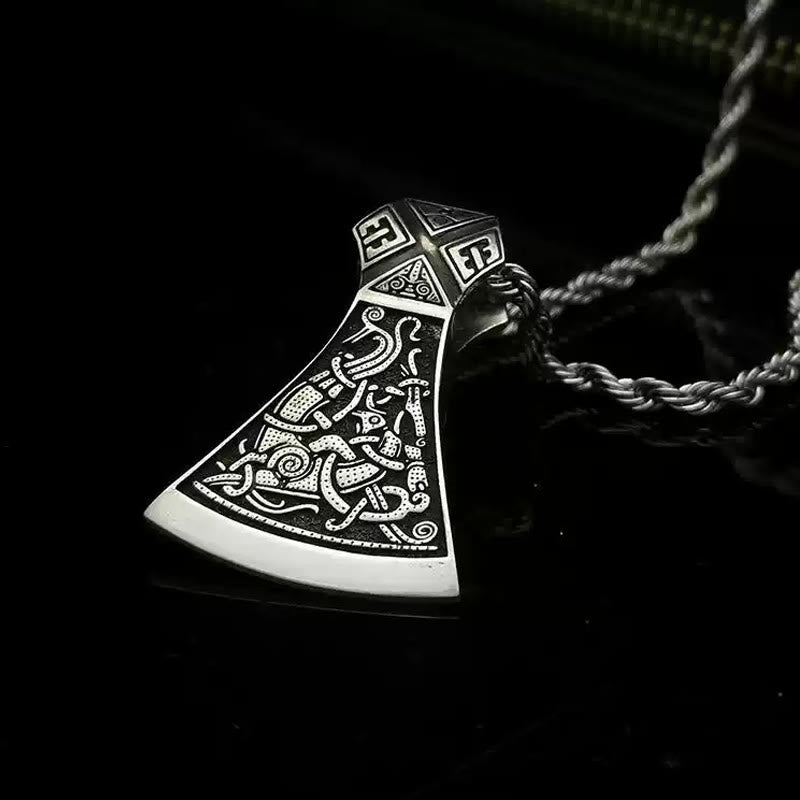 WorldNorse 925 Sterling Silver Viking Axe Odin Necklace - image 1