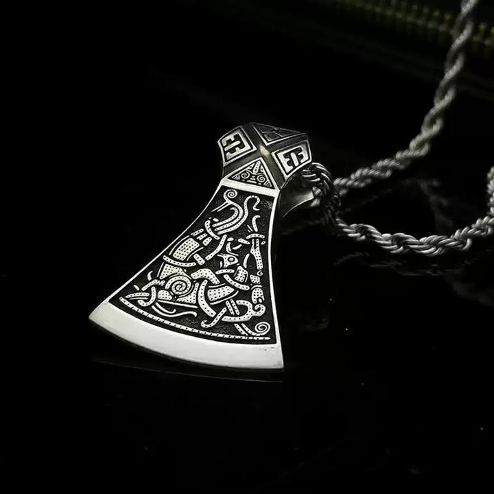 WorldNorse 925 Sterling Silver Viking Axe Odin Necklace - image 1