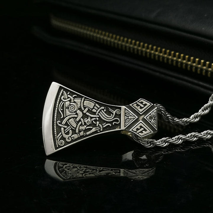 WorldNorse 925 Sterling Silver Viking Axe Odin Necklace - image 4