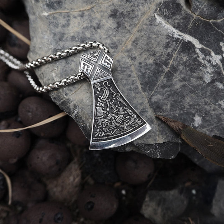 WorldNorse 925 Sterling Silver Viking Axe Odin Necklace - image 7