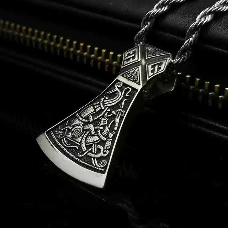 WorldNorse 925 Sterling Silver Viking Axe Odin Necklace - Silver - image 0