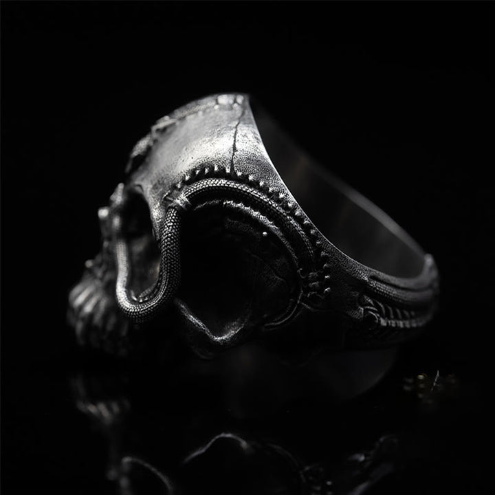 WorldNorse 925 Sterling Silver Snake Plate Skull Ring - image 4