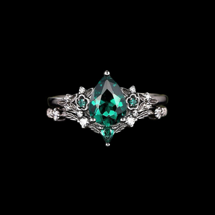 WorldNorse Nordic Floral Alexandrite Ring Set - Emerald - AU Size T1/2 (US 10) - image 12