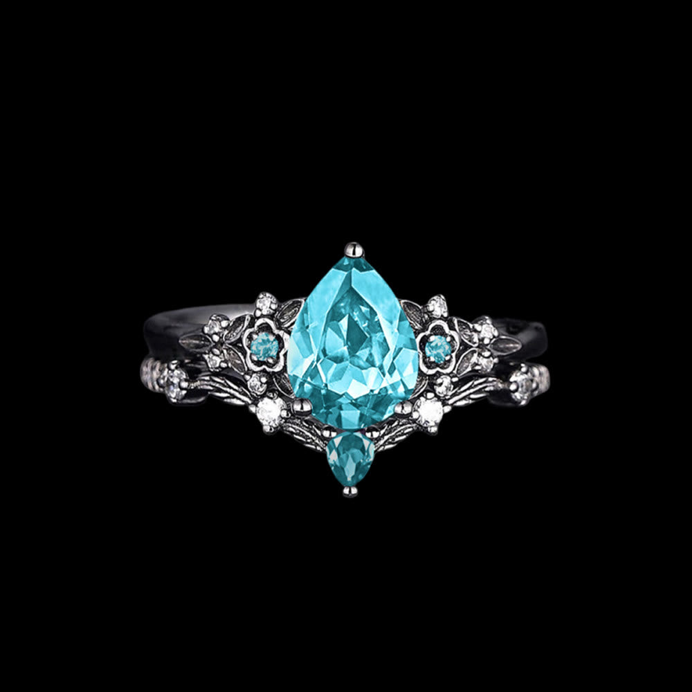 WorldNorse Nordic Floral Alexandrite Ring Set - Aquamarine - AU Size T1/2 (US 10) - image 8