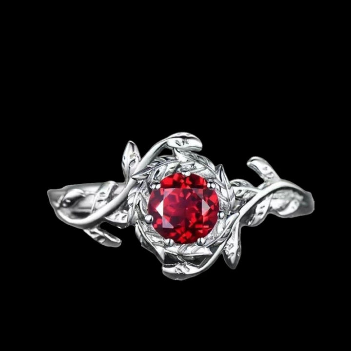 WorldNorse Freyja's Flame Leaf Wreath Garnet Ring - AU Size T1/2 (US 10) - image 1