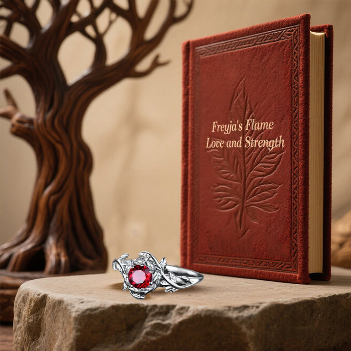 WorldNorse Freyja's Flame Leaf Wreath Garnet Ring - image 4