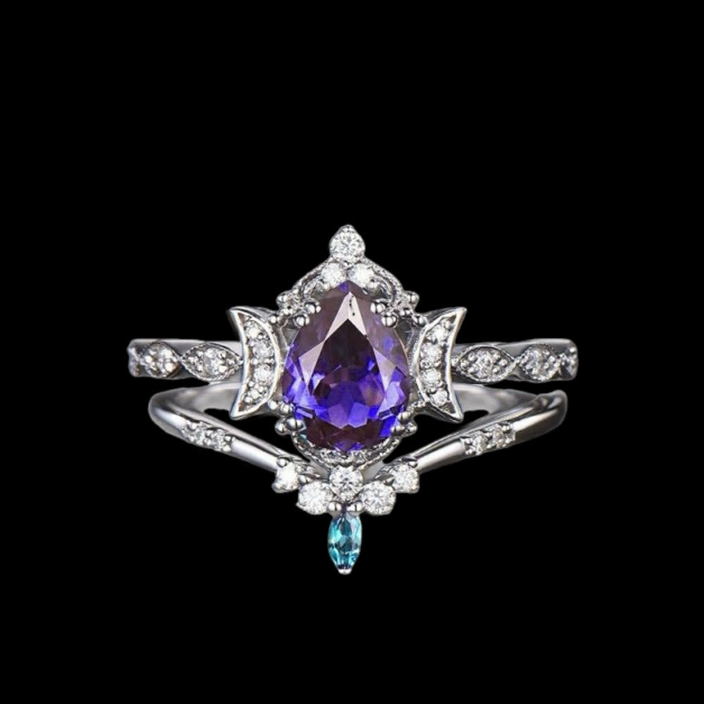 WorldNorse Moonspire Of Freyja Triple Moon Amethyst Ring - AU Size T1/2 (US 10) - image 1