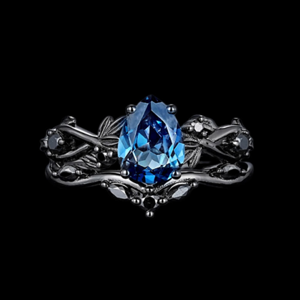 WorldNorse Drop Of Yggdrasil Two Piece Ring Set - Aquamarine - AU Size T1/2 (US 10) - image 0