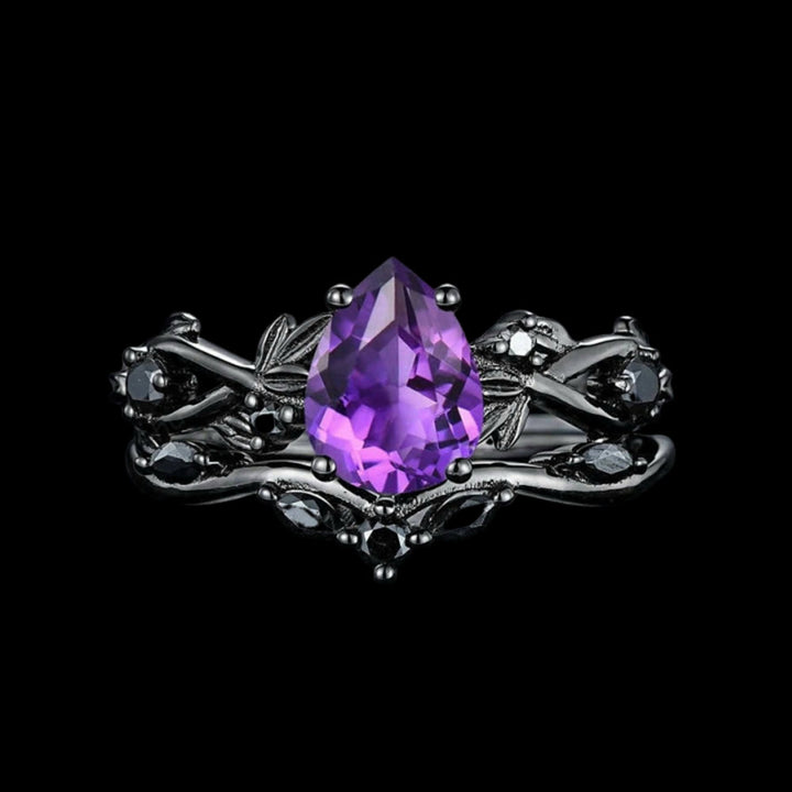 WorldNorse Drop Of Yggdrasil Two Piece Ring Set - Amethyst - AU Size T1/2 (US 10) - image 6