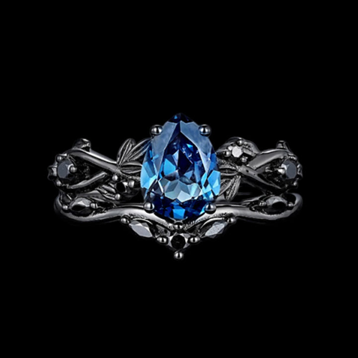 WorldNorse Drop Of Yggdrasil Two Piece Ring Set - Aquamarine - AU Size T1/2 (US 10) - image 1