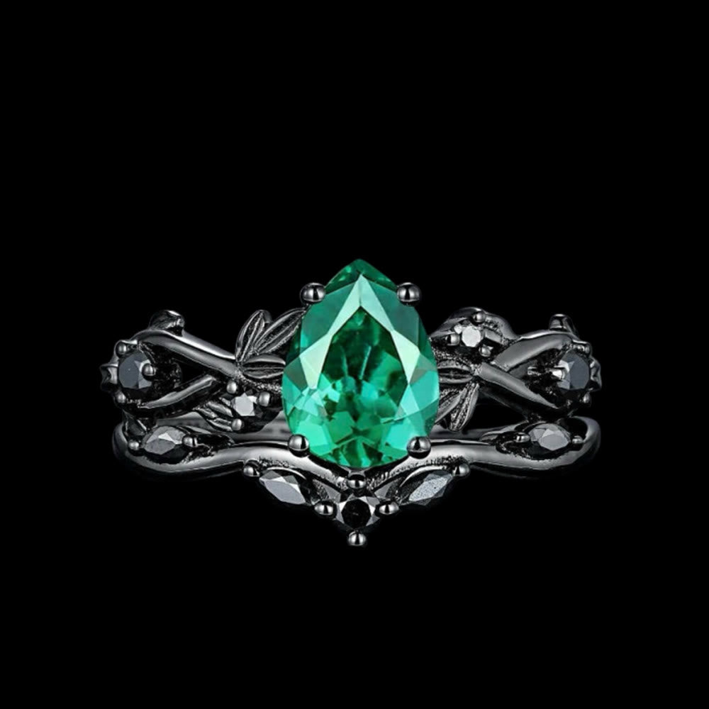 WorldNorse Drop Of Yggdrasil Two Piece Ring Set - Emerald - AU Size T1/2 (US 10) - image 15