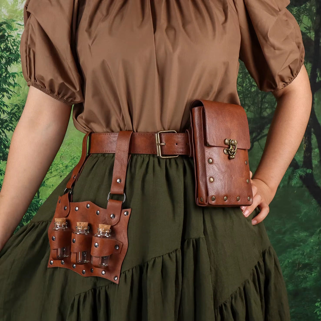 WorldNorse Alchemy Fantasy Potion Belt Pouch Bag - Brown - image 0