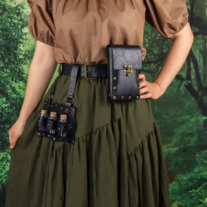 WorldNorse Alchemy Fantasy Potion Belt Pouch Bag - Black - image 5
