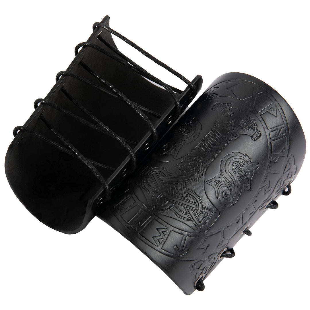 WorldNorse Viking Embossed Mjolnir Wolves Rune Arm Bracers - image 11
