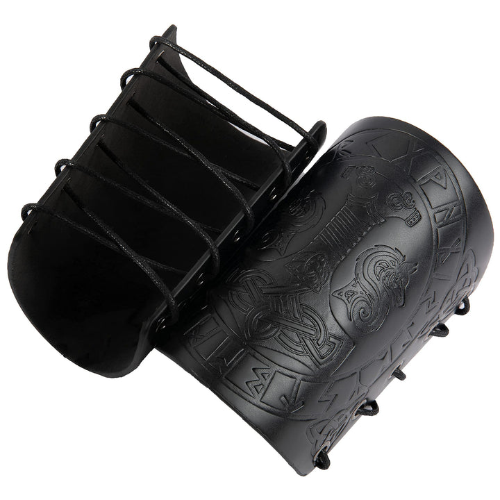 WorldNorse Viking Embossed Mjolnir Wolves Rune Arm Bracers - image 11