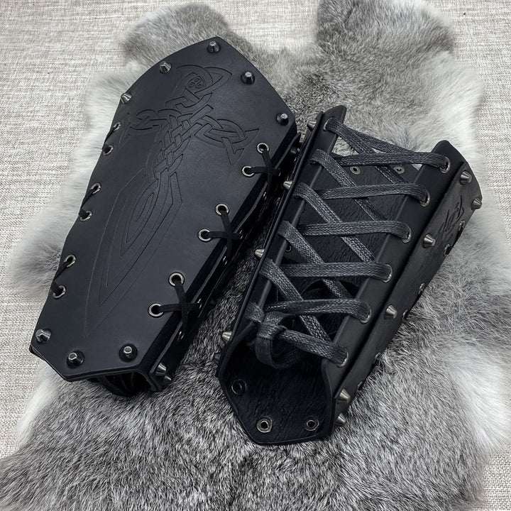WorldNorse Viking Warrior Bucket Spike Lace Up Arm Bracers - image 16