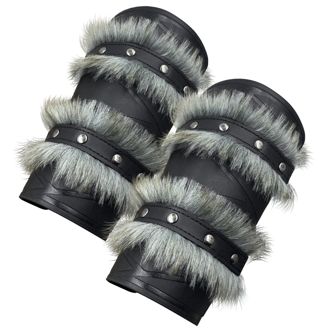 WorldNorse Medieval Knight Double Layer Raw Edge Arm Bracers - Black - image 0