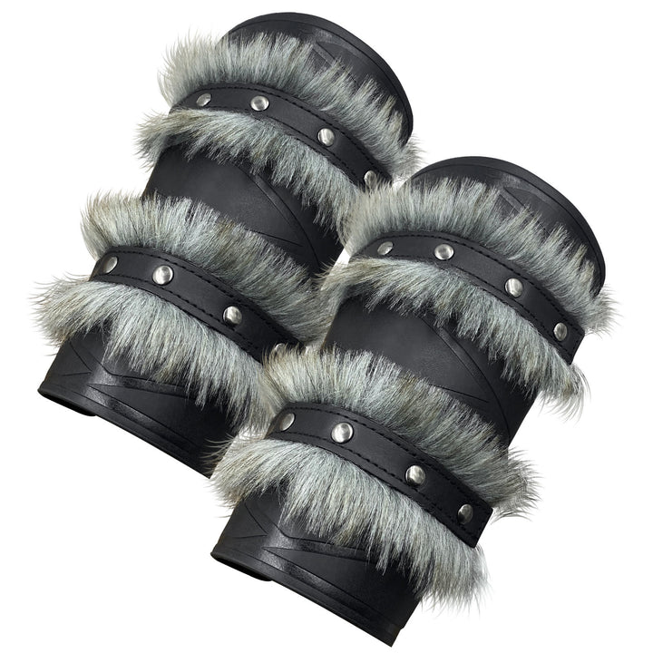 WorldNorse Medieval Knight Double Layer Raw Edge Arm Bracers - Black - image 0