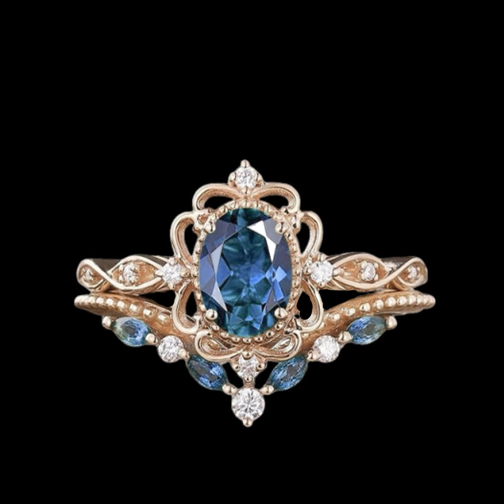 WorldNorse Elven Roots Of Yggdrasil Ring - Sapphire - AU Size T1/2 (US 10) - image 6