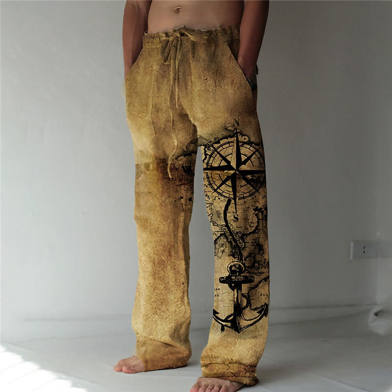 WorldNorse Vintage Compass Anchor Casual Pants - Brown - US/UK/AU52，EU62 (6XL) - image 2