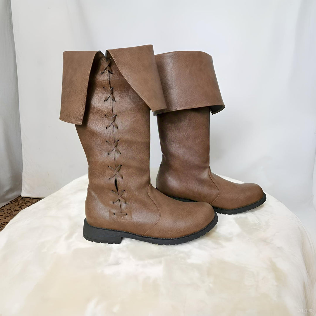 WorldNorse Viking Vintage Lace Up Low Heels Boots - image 1