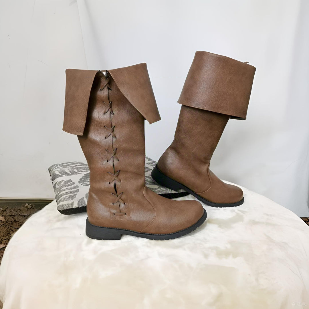 WorldNorse Viking Vintage Lace Up Low Heels Boots - image 2