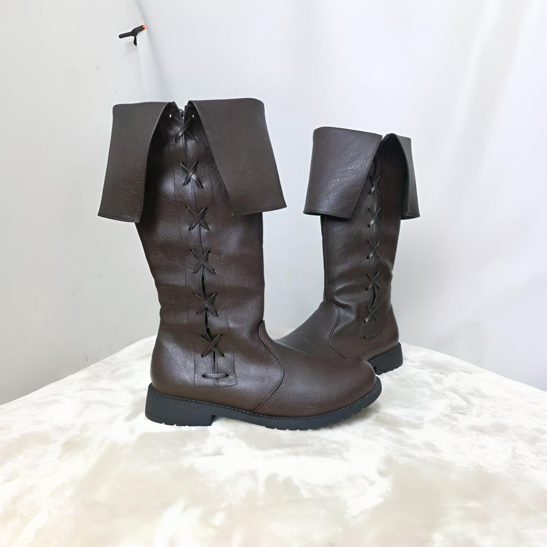 WorldNorse Viking Vintage Lace Up Low Heels Boots - image 12