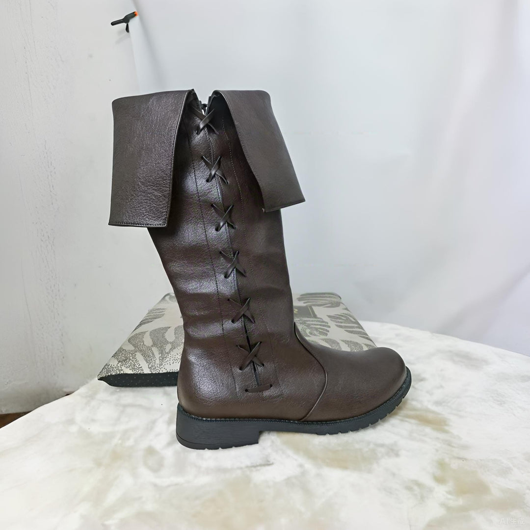 WorldNorse Viking Vintage Lace Up Low Heels Boots - image 13