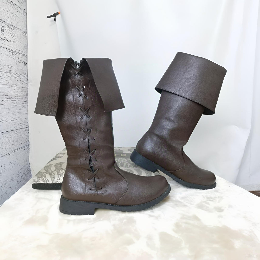 WorldNorse Viking Vintage Lace Up Low Heels Boots - image 8