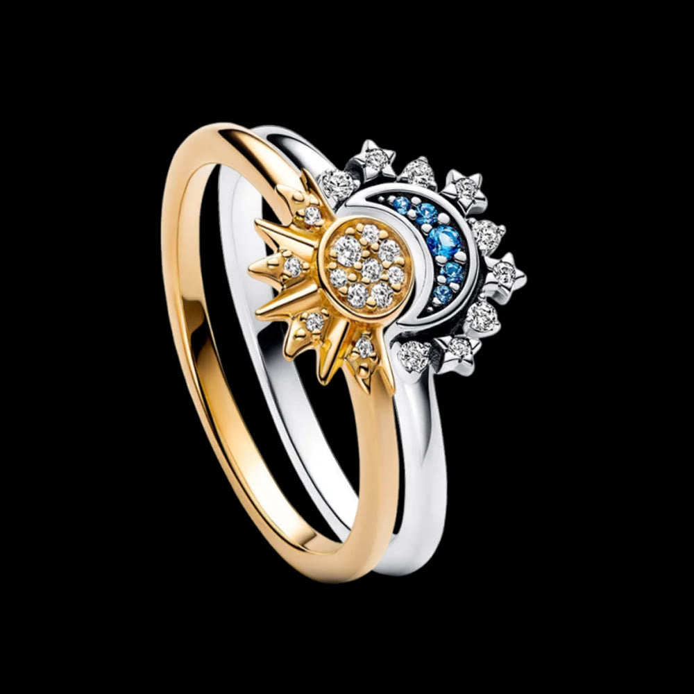 WorldNorse Máni Sun & Moon Ring Set - Gold & Silver - AU Size T1/2 (US 10) - image 1