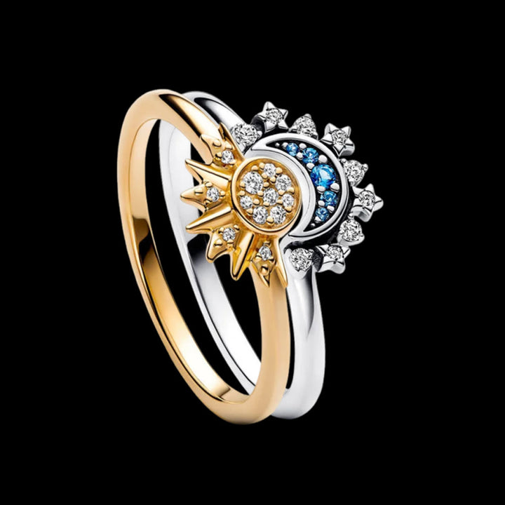 WorldNorse Máni Sun & Moon Ring Set - Gold & Silver - AU Size T1/2 (US 10) - image 1