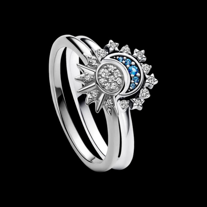WorldNorse Máni Sun & Moon Ring Set - Silver - AU Size T1/2 (US 10) - image 5