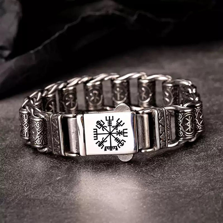 WorldNorse Viking Rune Barrel Chain Bracelet - Vegvisir - 22cm - NO THANKS - image 0