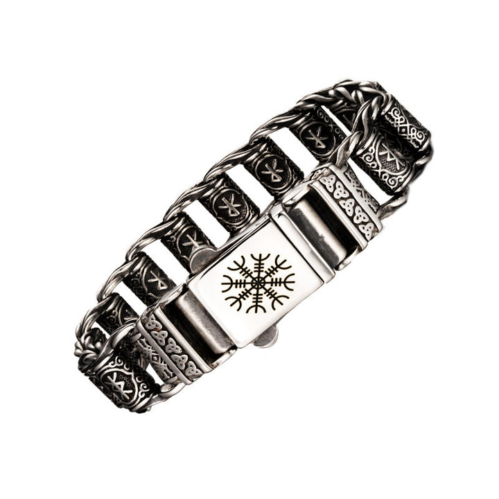 WorldNorse Viking Rune Barrel Chain Bracelet - Helm of Awe - 22cm - NO THANKS - image 9