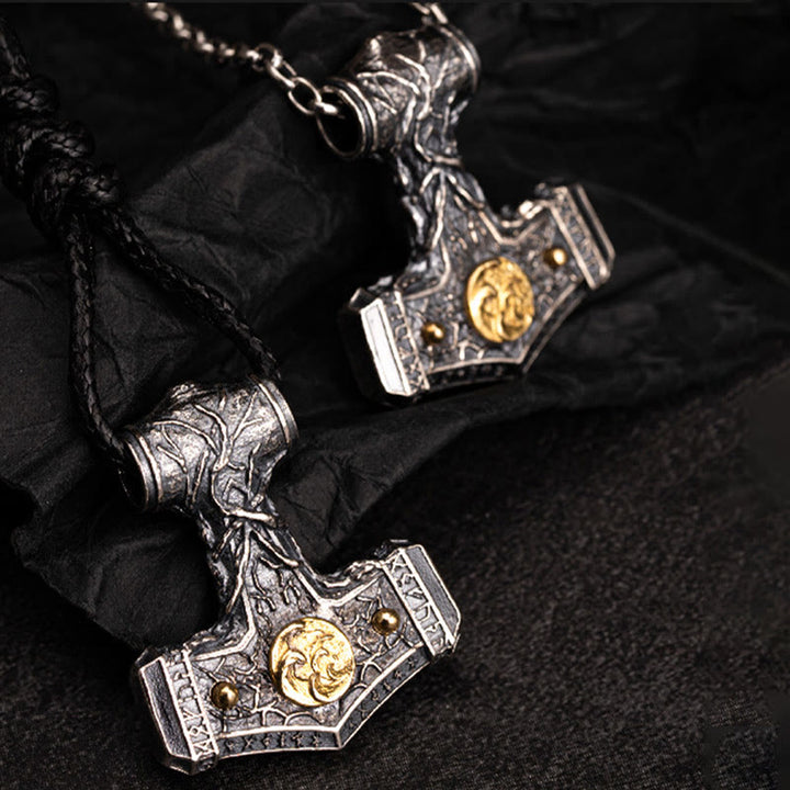 WorldNorse 925 Sterling Silver Mjolnir Norse Beast Emblem Necklace - image 5