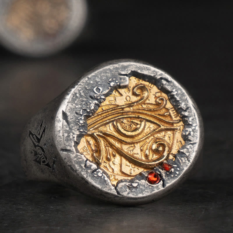 WorldNorse 925 Sterling Silver Left Eye Of Horus Ring - AU Size O (US 7)-AU Size Y（US 12） - image 1