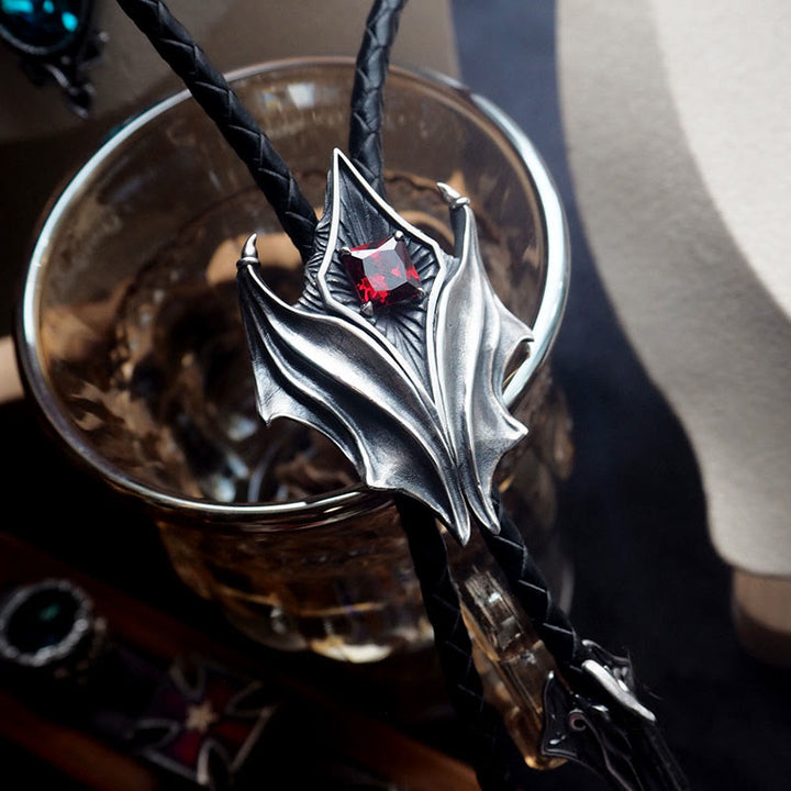 WorldNorse 925 Sterling Silver Gothic Wing Bolo Tie Necklace - image 4