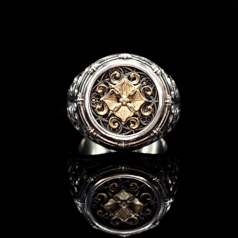 WorldNorse 925 Sterling Silver Baroque Signet Ring - Curling Grass Pattern - AU Size V1/2 (US 11) - image 0