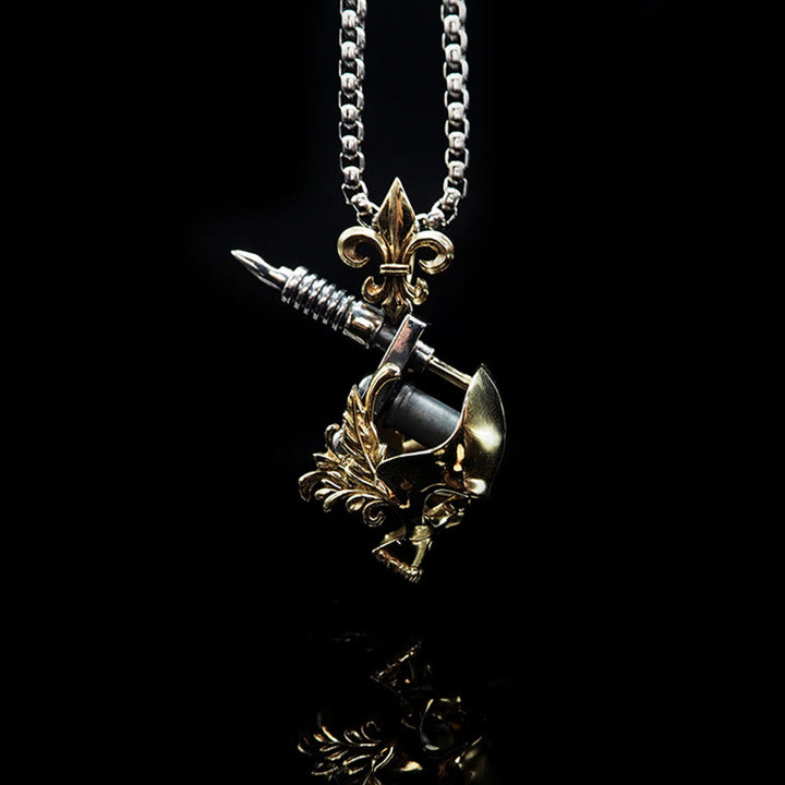 WorldNorse Skull Tattoo Machine Necklace - With Chain - image 0