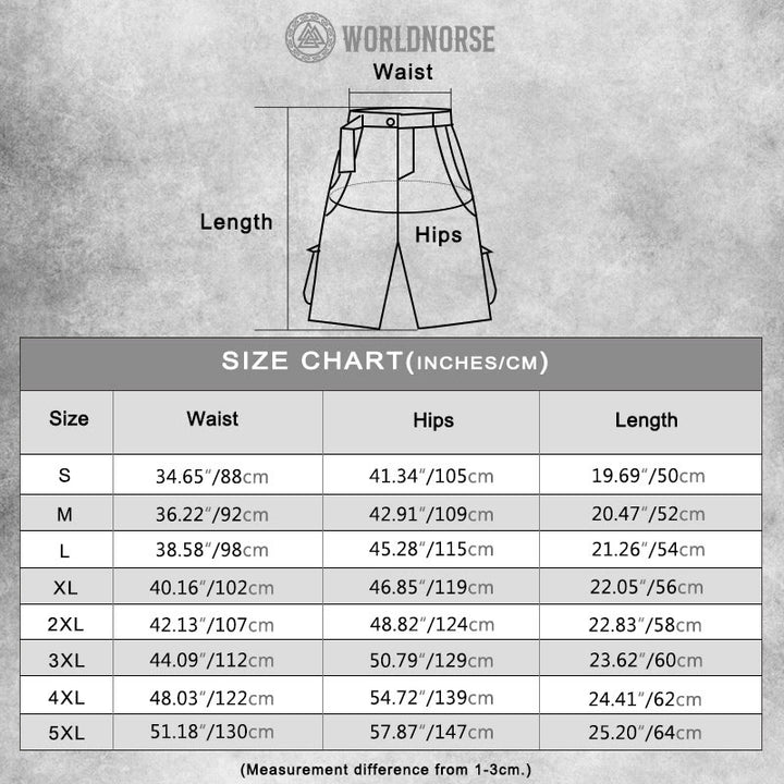 WorldNorse Viking Vegvisir Skeleton Warrior Cargo Shorts - image 1