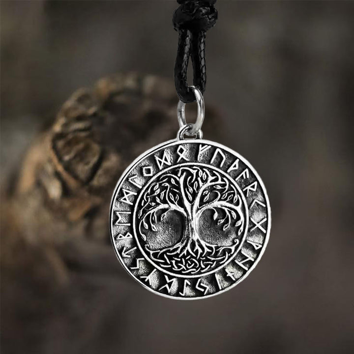 WorldNorse 925 Sterling Silver Yggdrasil Rune Necklace - With Wax rope - image 3