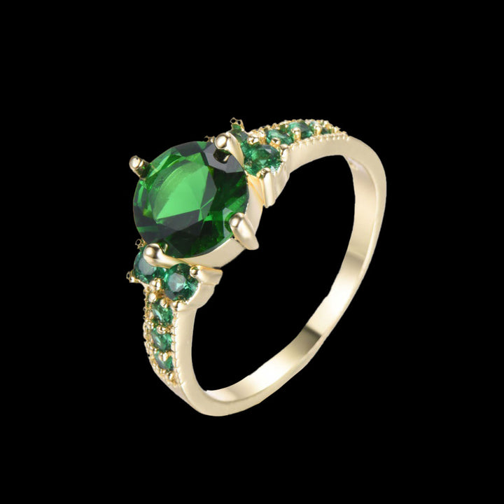 WorldNorse Midnight Blossom of Freyja Ring - Emerald#Gold - AU Size T1/2 (US 10) - image 9