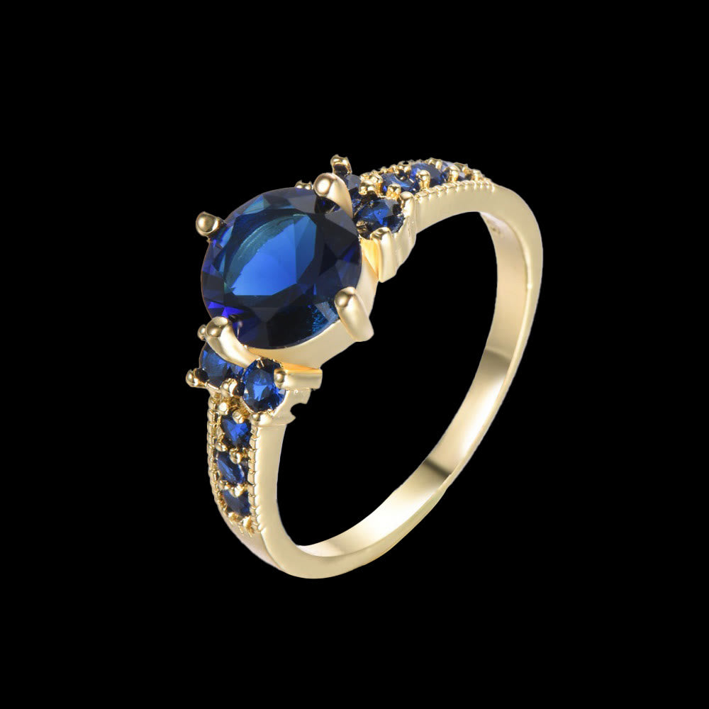 WorldNorse Midnight Blossom of Freyja Ring - Sapphire#Gold - AU Size T1/2 (US 10) - image 19