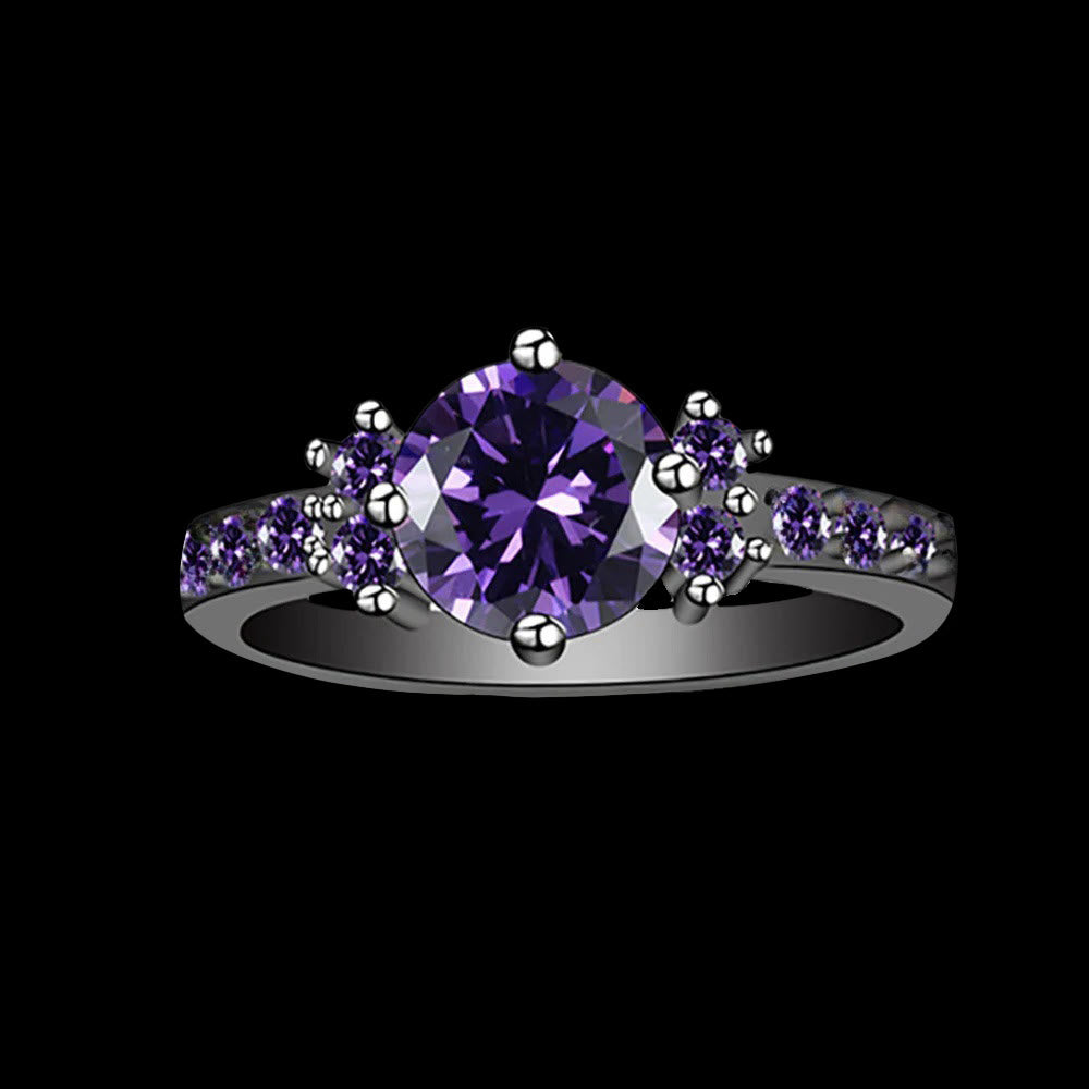 WorldNorse Midnight Blossom of Freyja Ring - Amethyst#Black - AU Size T1/2 (US 10) - image 5