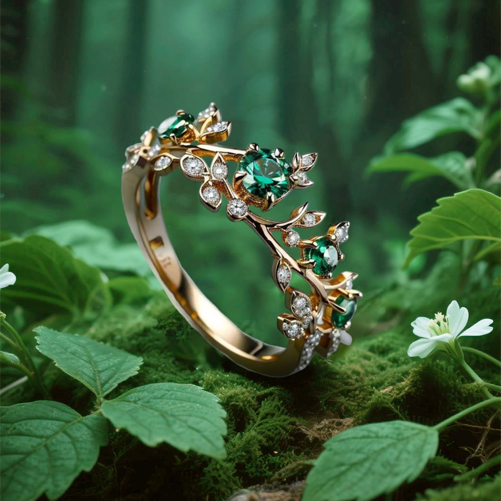 WorldNorse Emerald Blooming Grove Ring -  AU Size T1/2 (US 10) - image 0