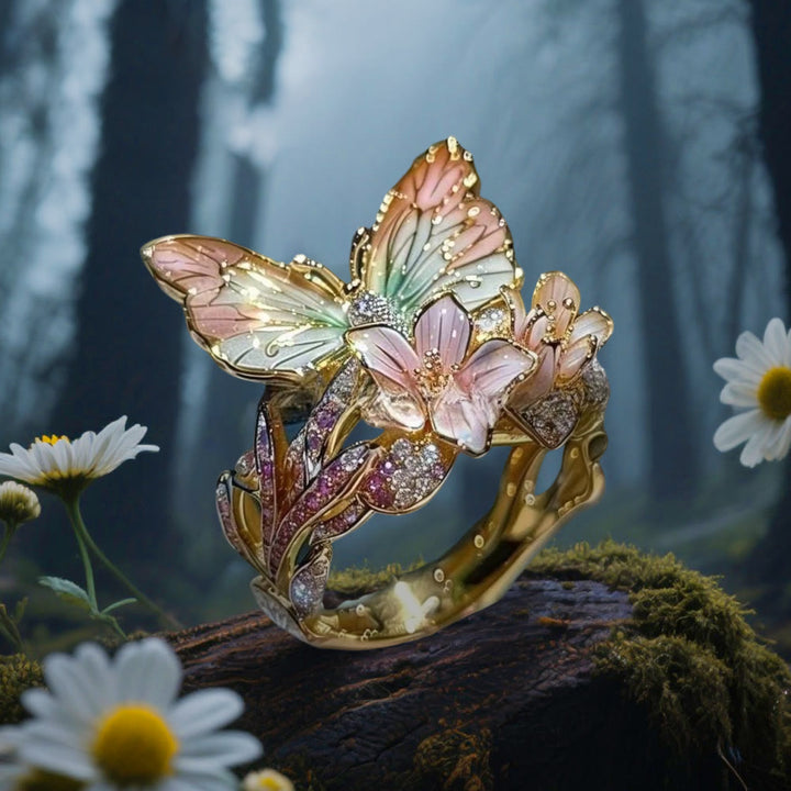 WorldNorse Whispering Blossoms Butterfly Ring - Butterfly#C - Gold - image 10