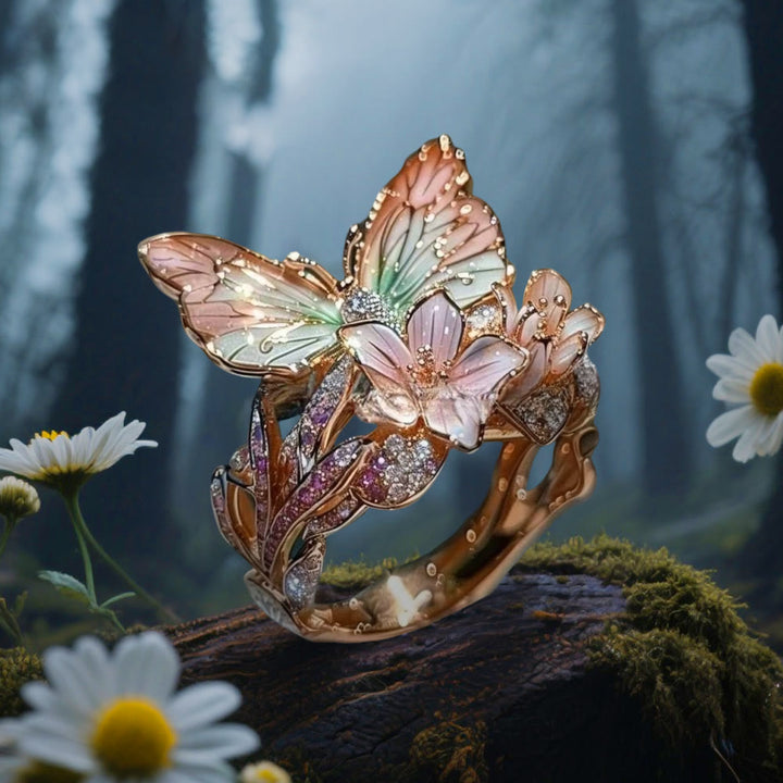 WorldNorse Whispering Blossoms Butterfly Ring - Butterfly#C - Rose Gold - image 12